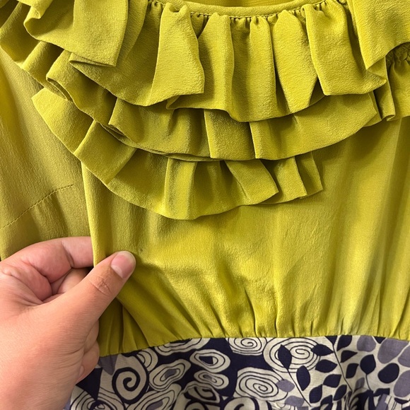 Anthropologie Maeve Sheath Pencil Wiggle Seaside Fields Ruffle Top Dress sz 8 - Picture 8 of 9